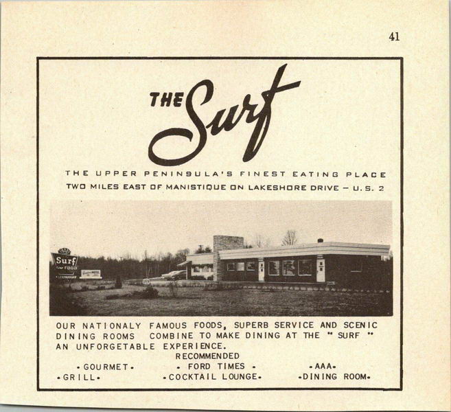 The Surf (Bayside Hotel) - Manistique-Michigan-The-Surf-Restaurant-Upper-Peninsula-1958